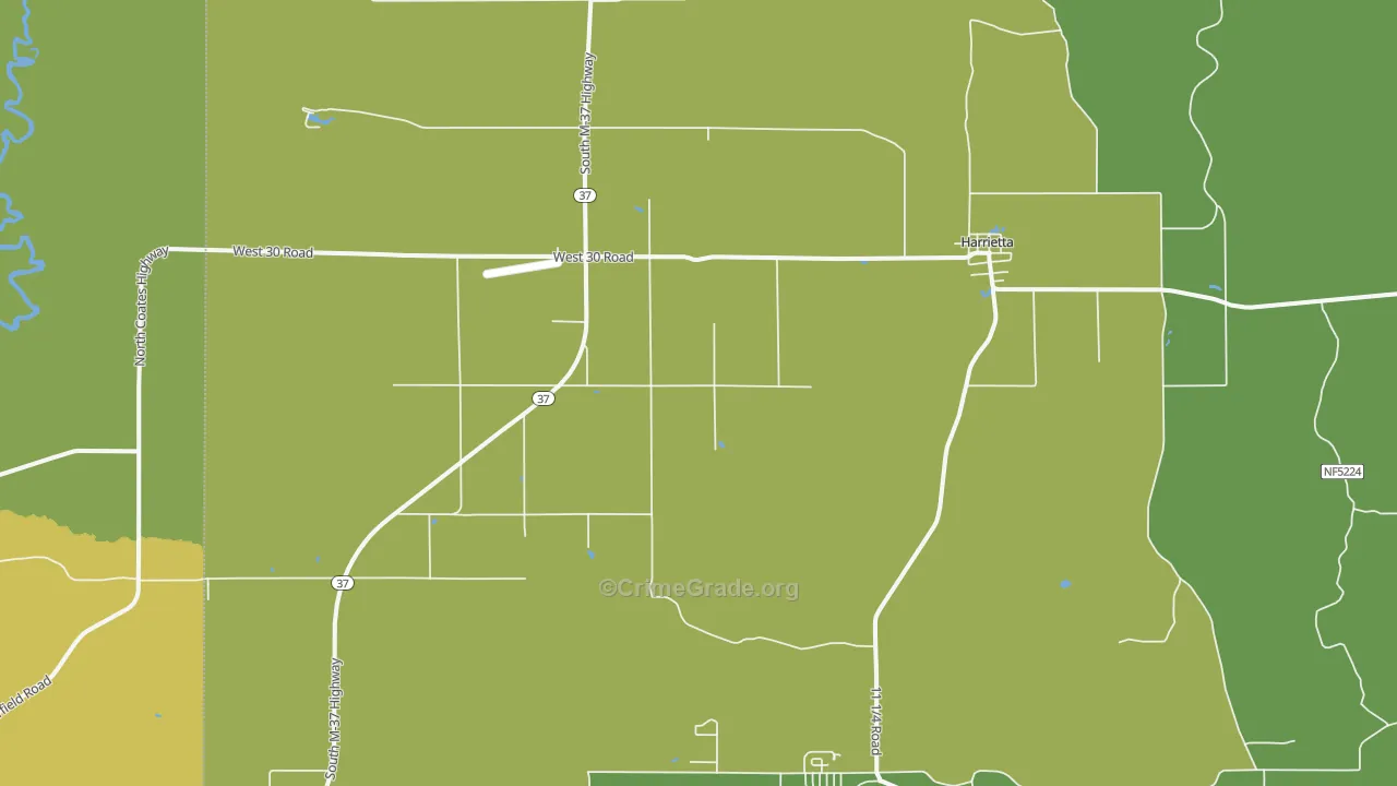 Harrietta, MI Map of Murder Rates