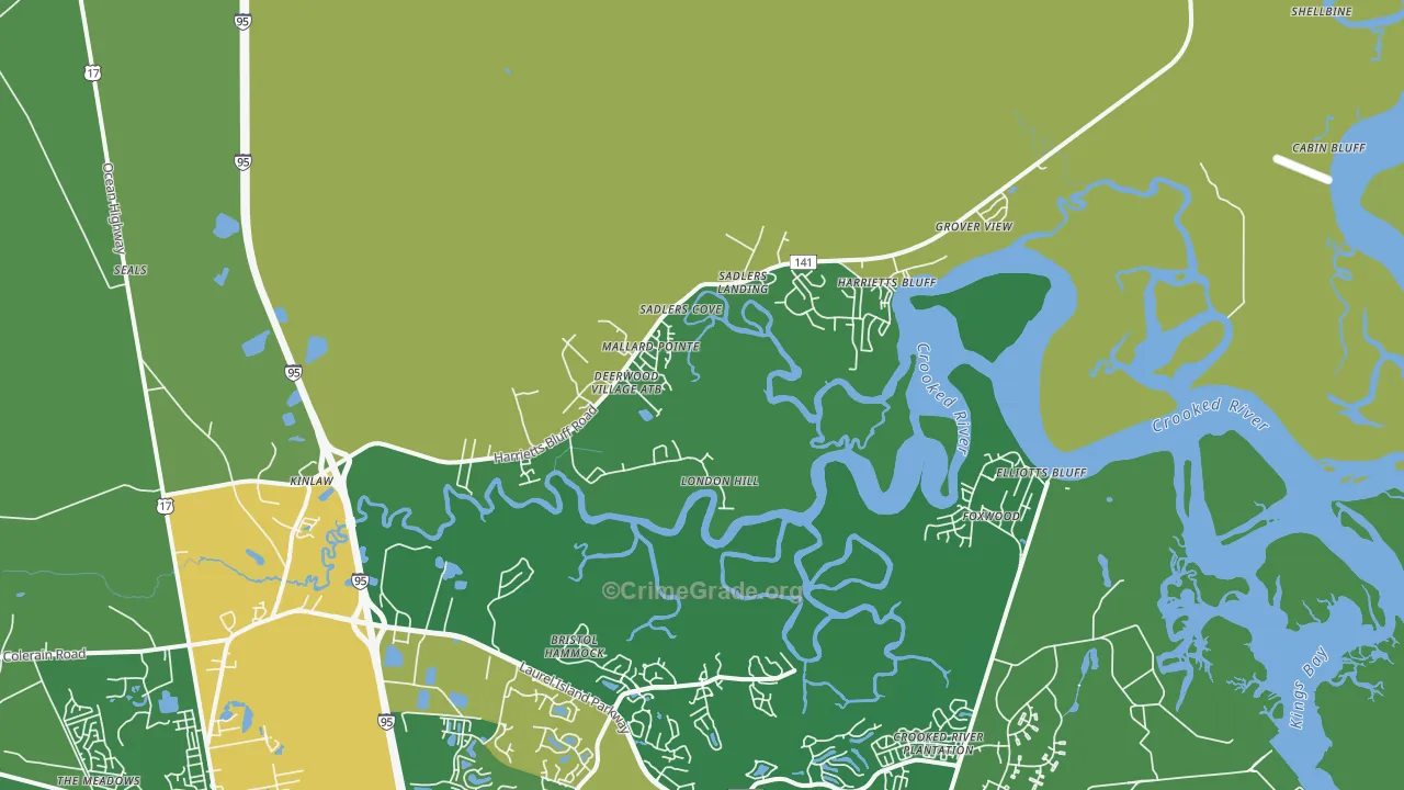 Harrietts Bluff, GA Map of Murder Rates
