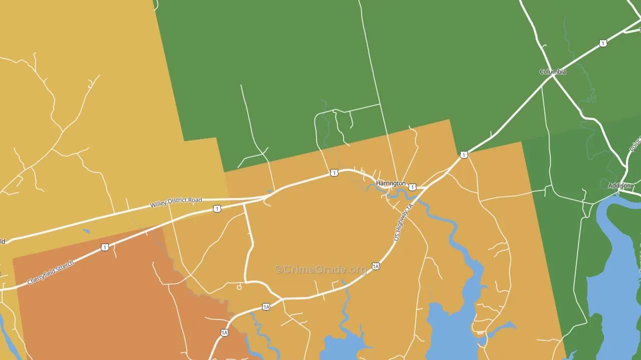 Harrington, ME Map of Murder Rates