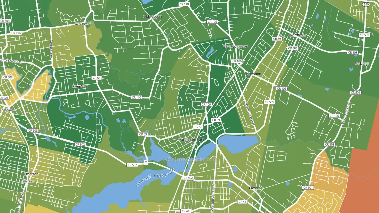 Harrington Park, NJ Map of Murder Rates