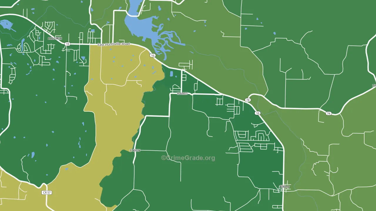 Harris, AR Map of Murder Rates