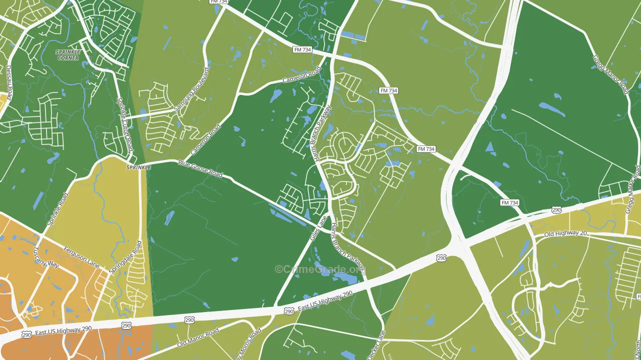 Harris Branch, Austin, TX Map of Murder Rates