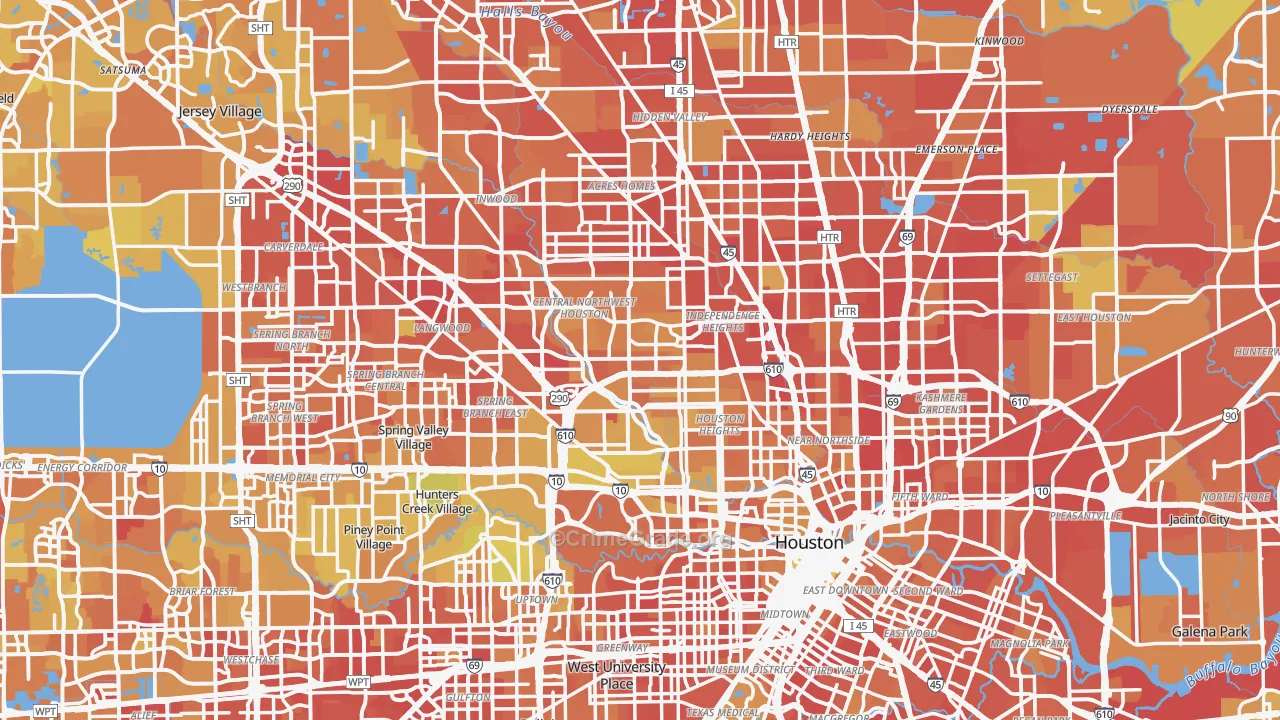 Harris County, TX Map of Murder Rates