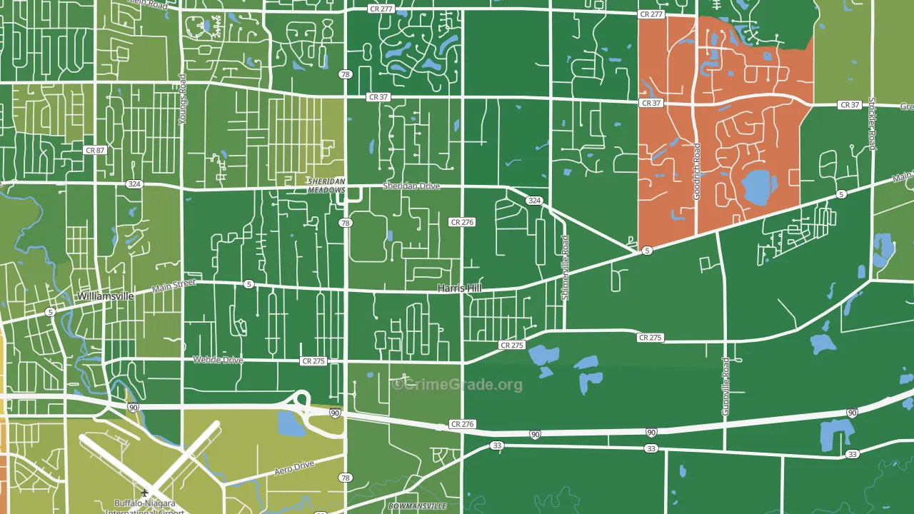 Harris Hill, NY Map of Murder Rates