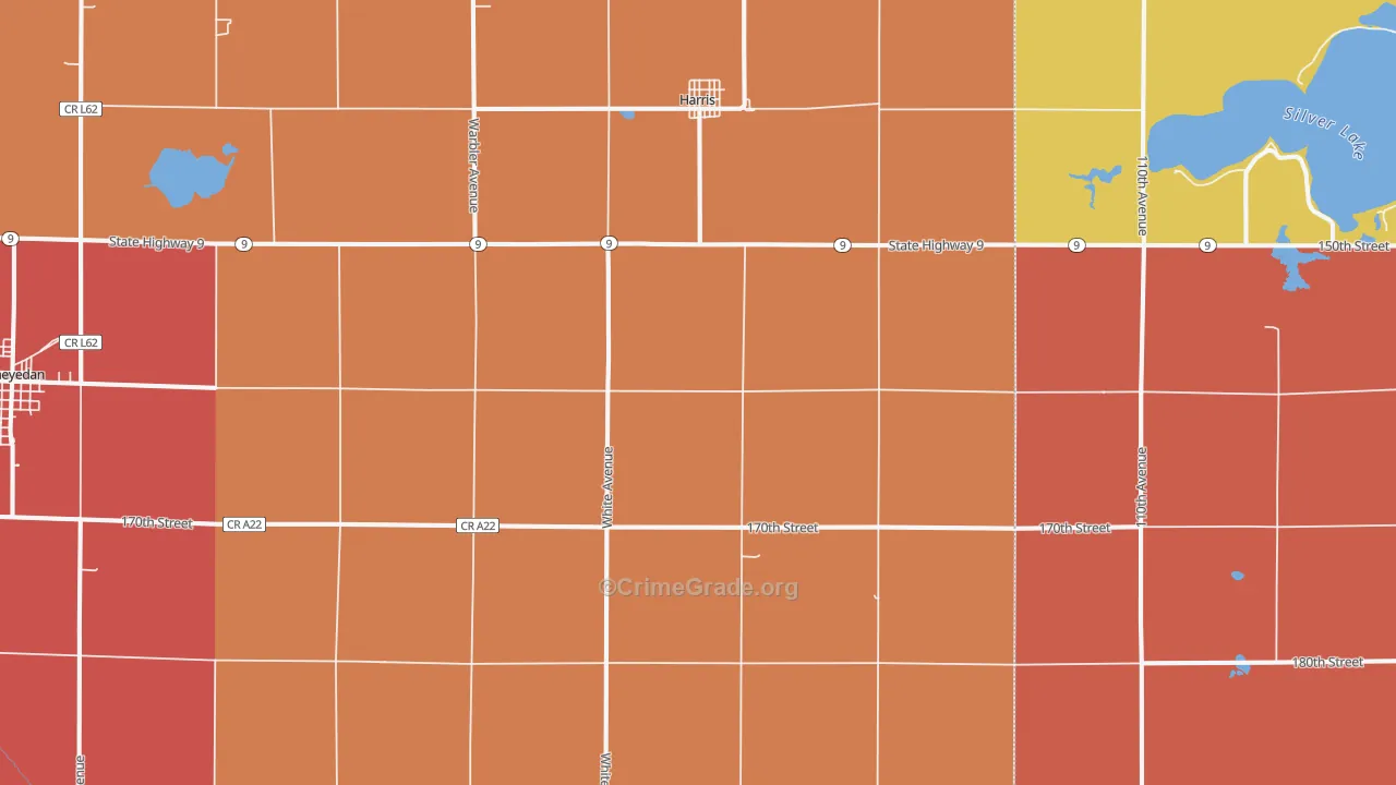 Harris, IA Map of Murder Rates