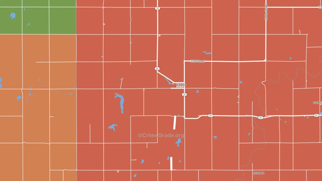 Harris, KS Map of Murder Rates
