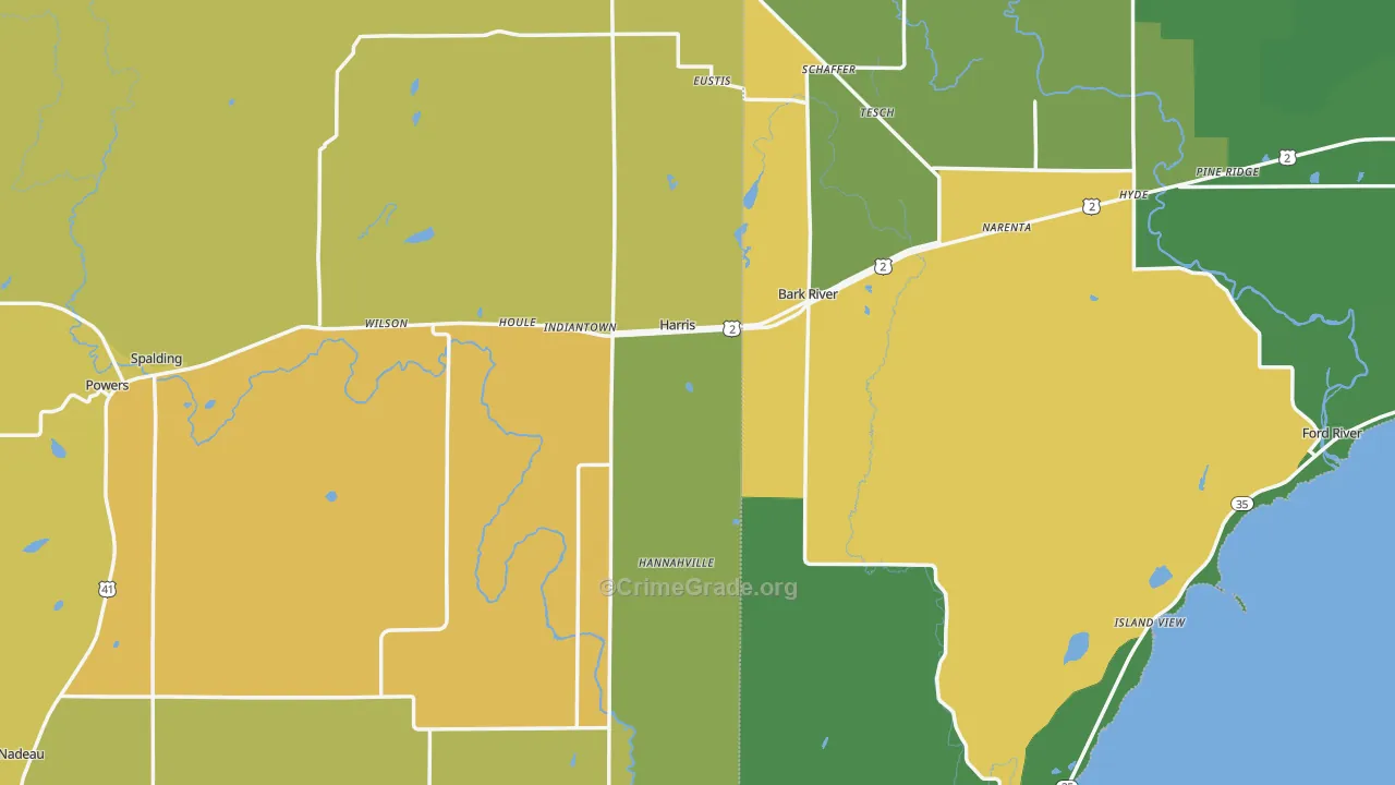 Harris, MI Map of Murder Rates