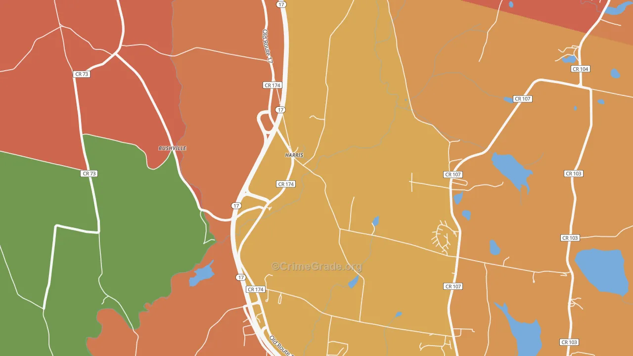 Harris, NY Map of Murder Rates