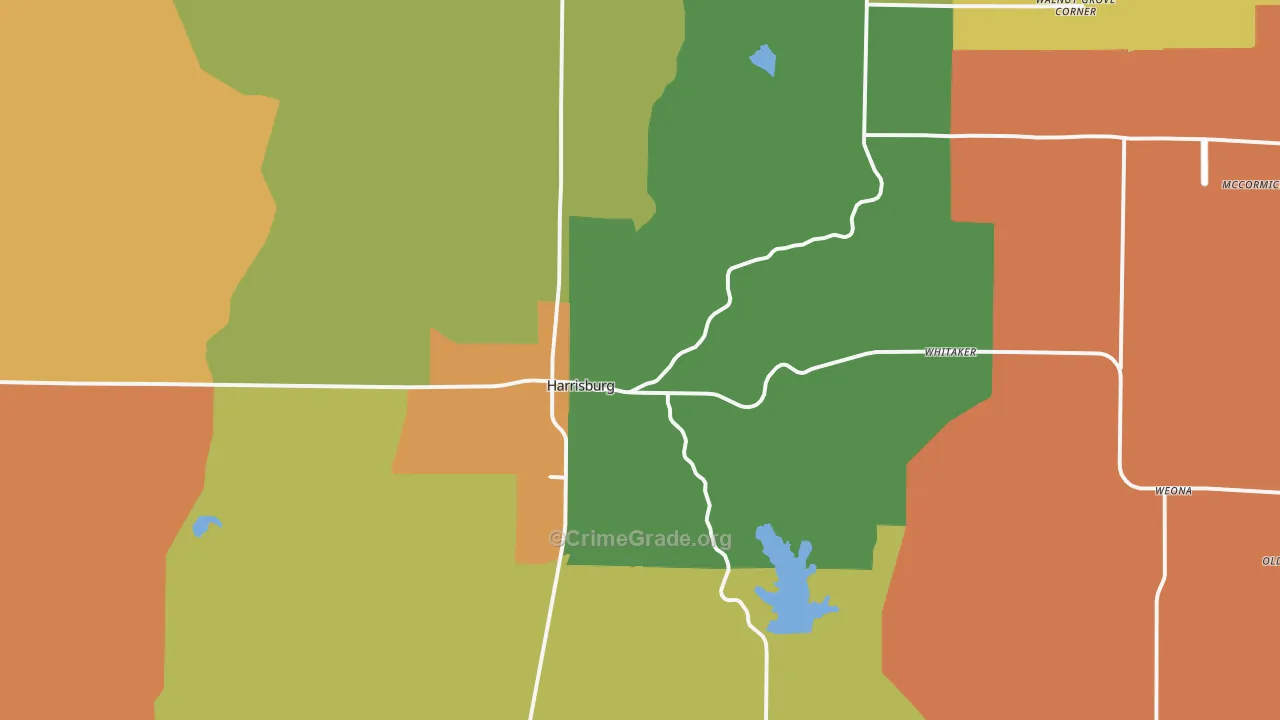 Harrisburg, AR Map of Murder Rates