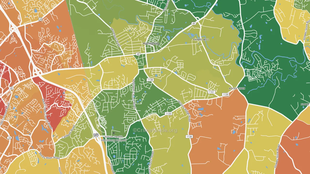 Harrisburg, NC Map of Murder Rates