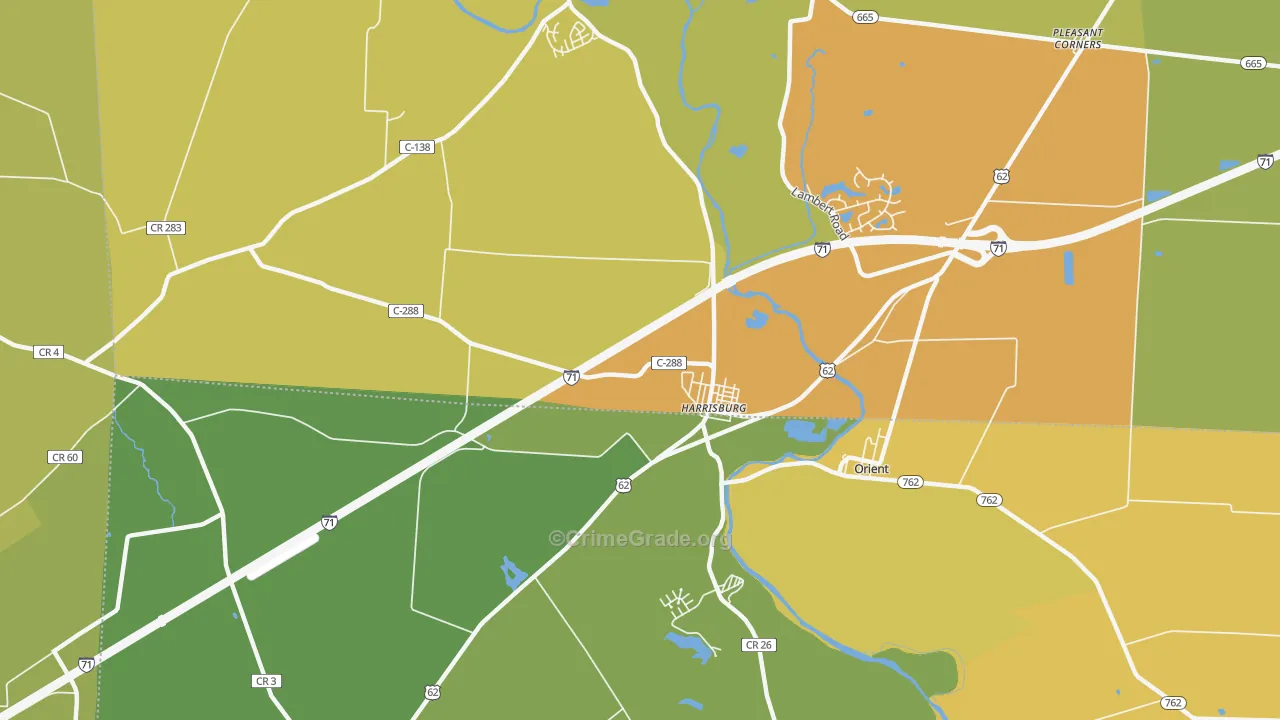 Harrisburg, OH Map of Murder Rates