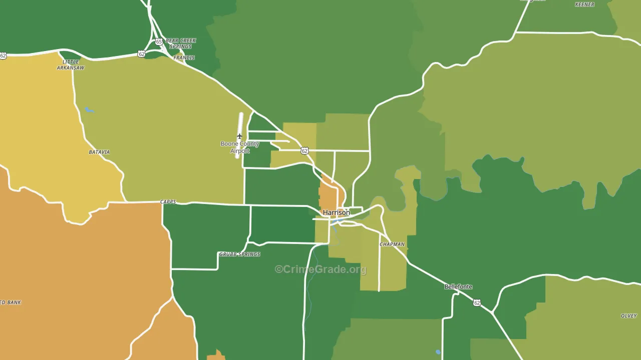 Harrison, AR Map of Murder Rates
