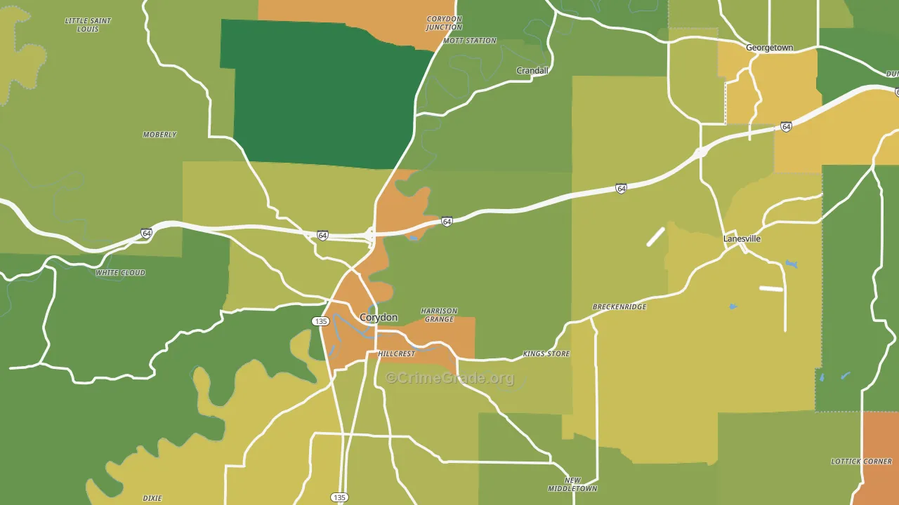Harrison County, IN Map of Murder Rates