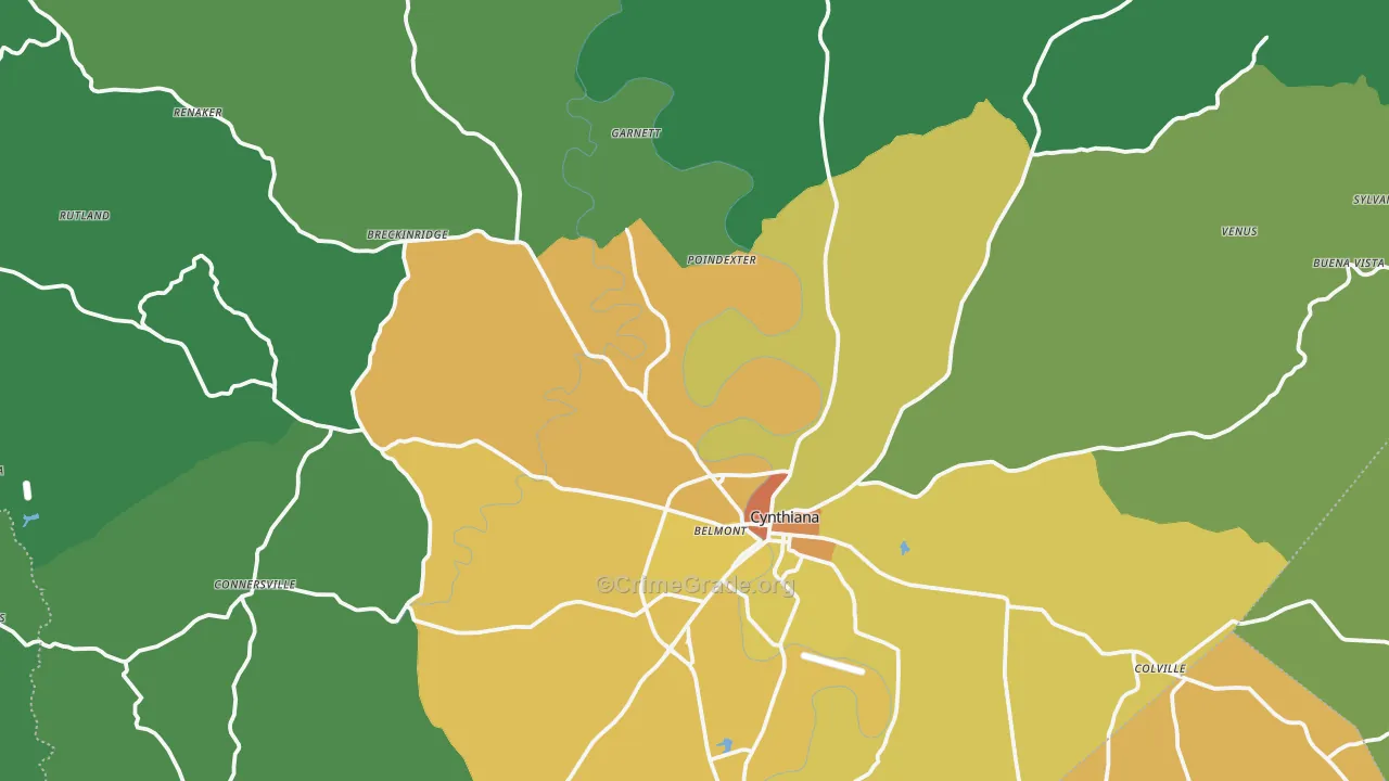Harrison County, KY Map of Murder Rates