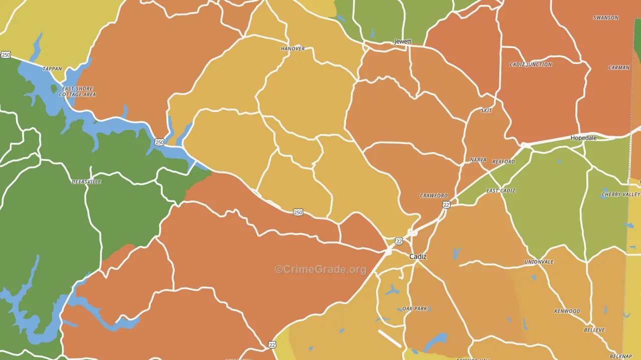 Harrison County, OH Map of Murder Rates