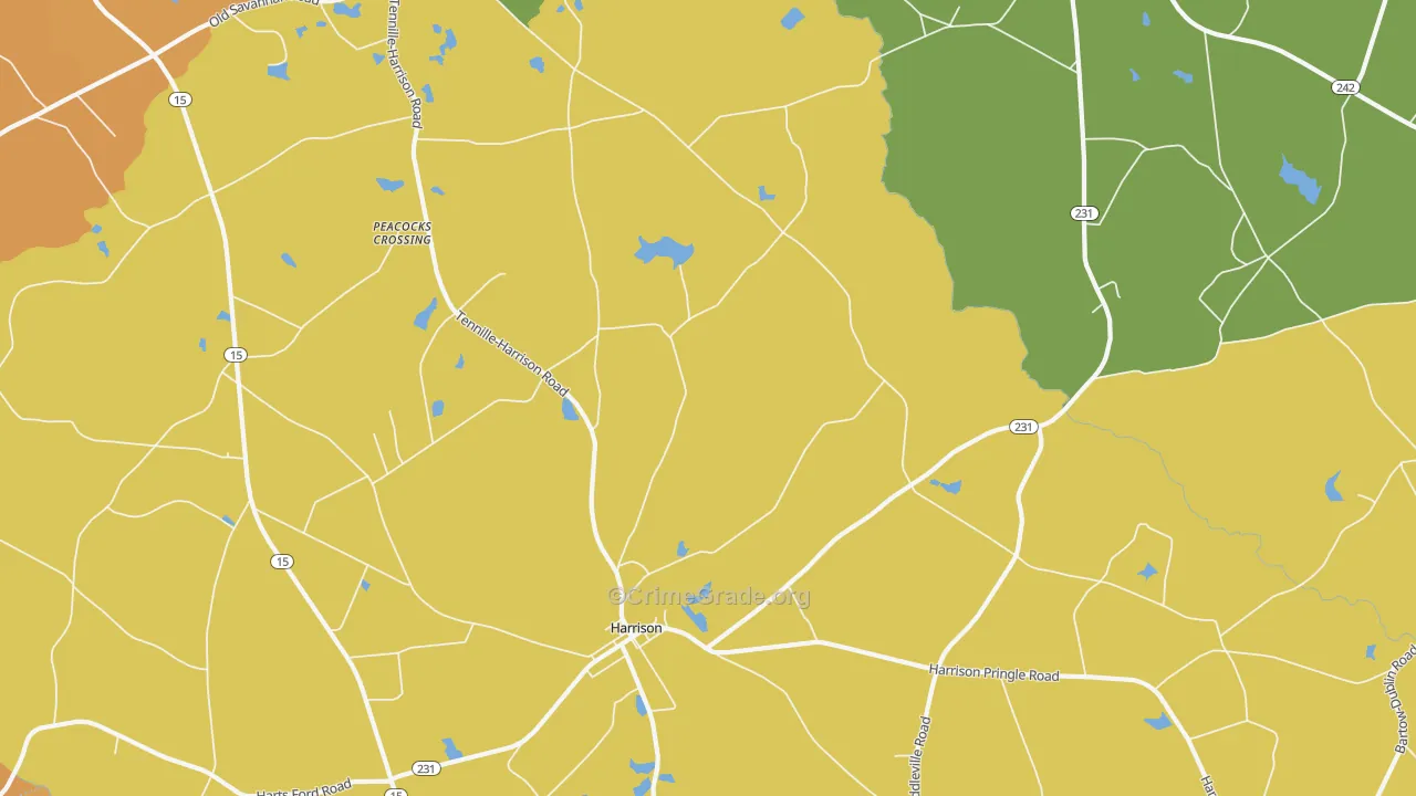 Harrison, GA Map of Murder Rates