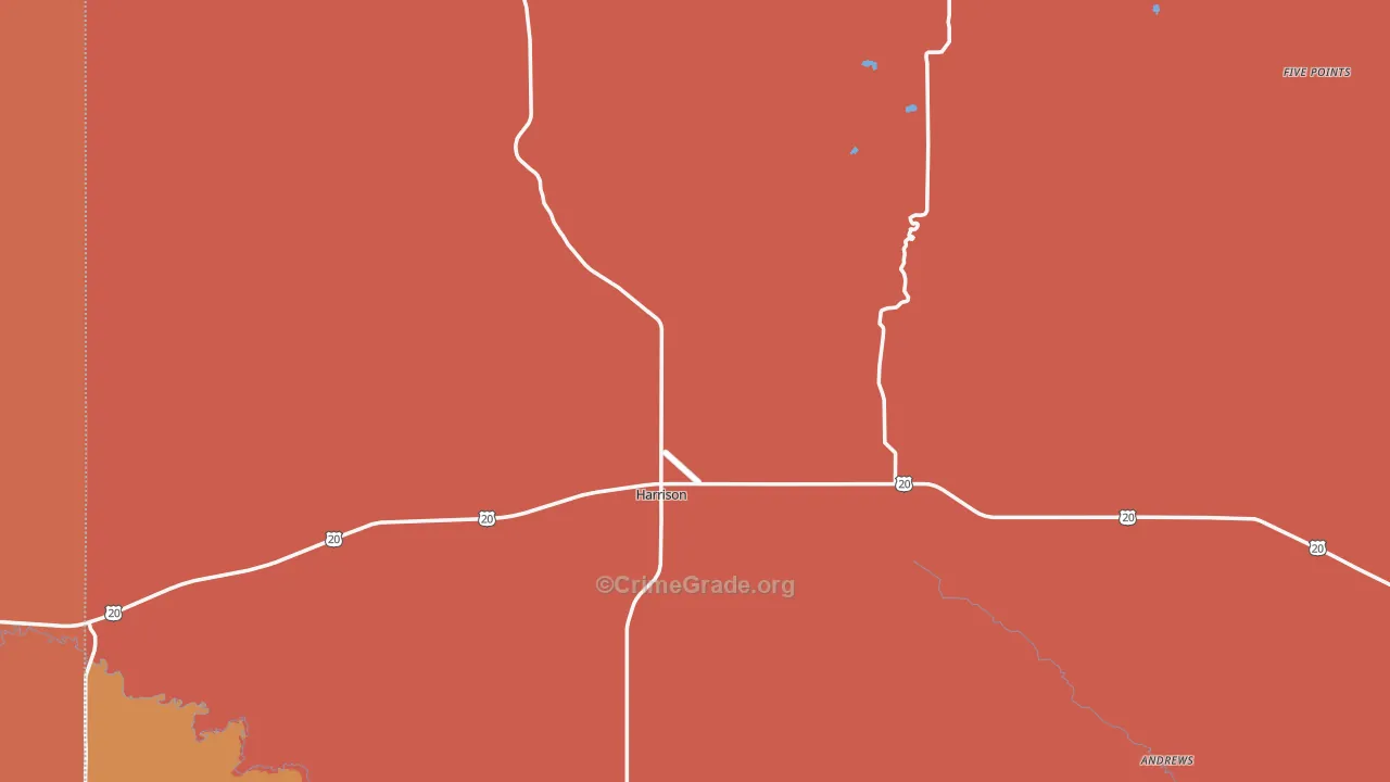 Harrison, NE Map of Murder Rates