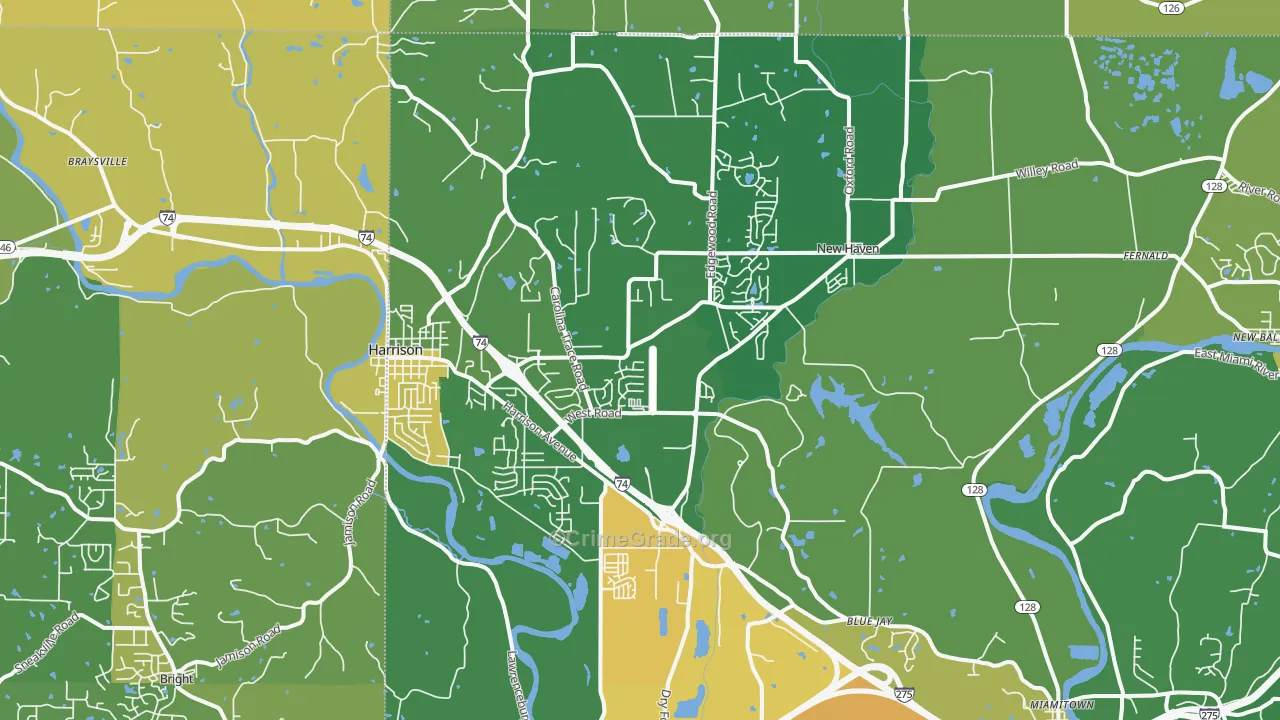 Harrison, OH Map of Murder Rates