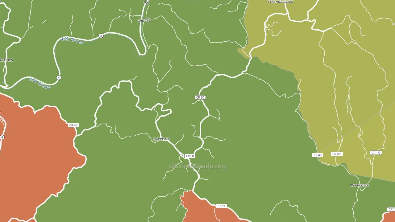 Harrison, WV Map of Murder Rates