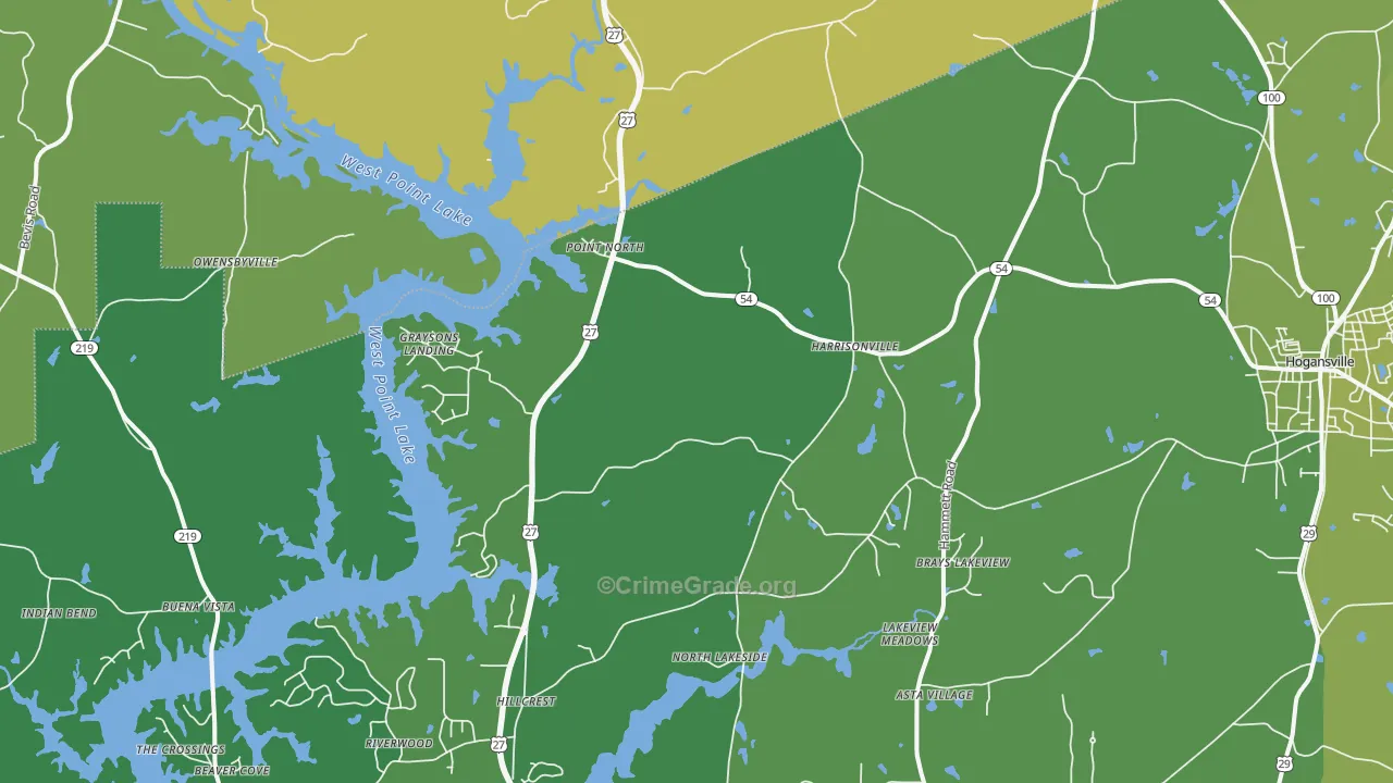 Harrisonville, GA Map of Murder Rates