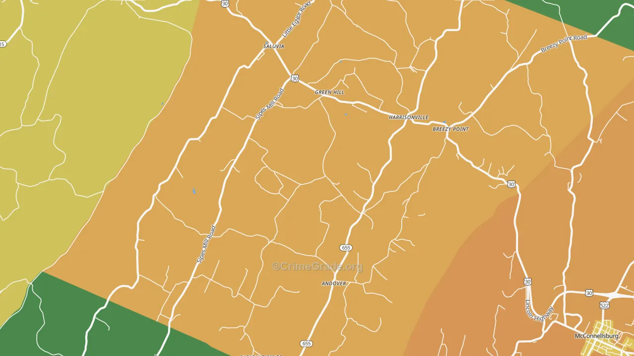 Harrisonville, PA Map of Murder Rates