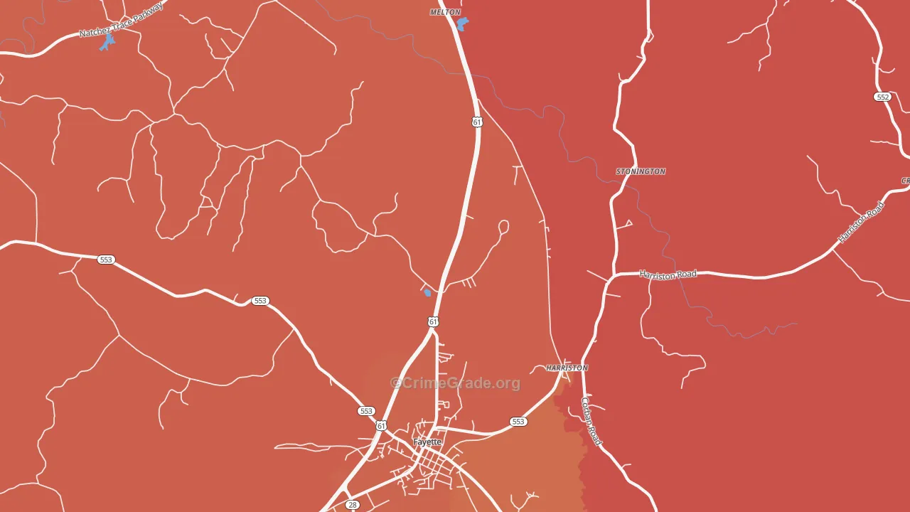 Harriston, MS Map of Murder Rates