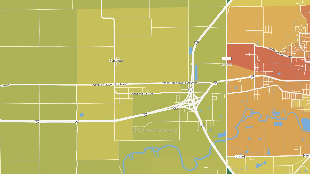 Harristown, IL Map of Murder Rates