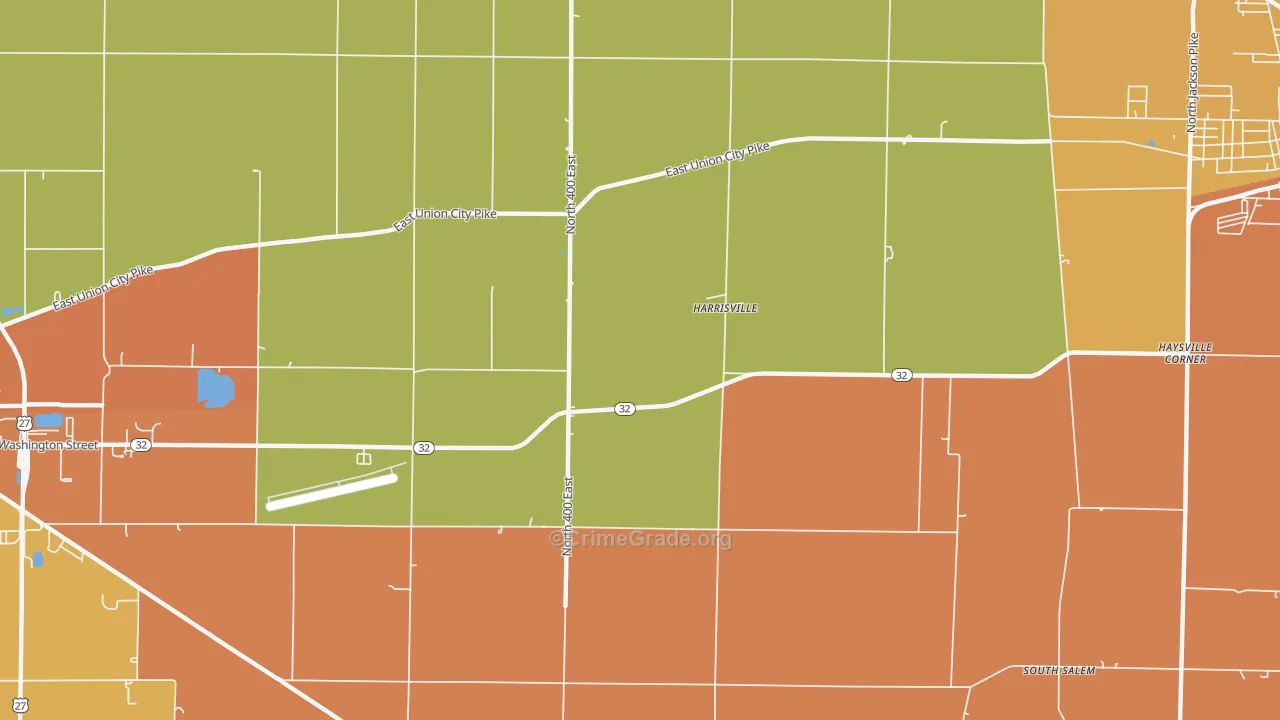 Harrisville, IN Map of Murder Rates