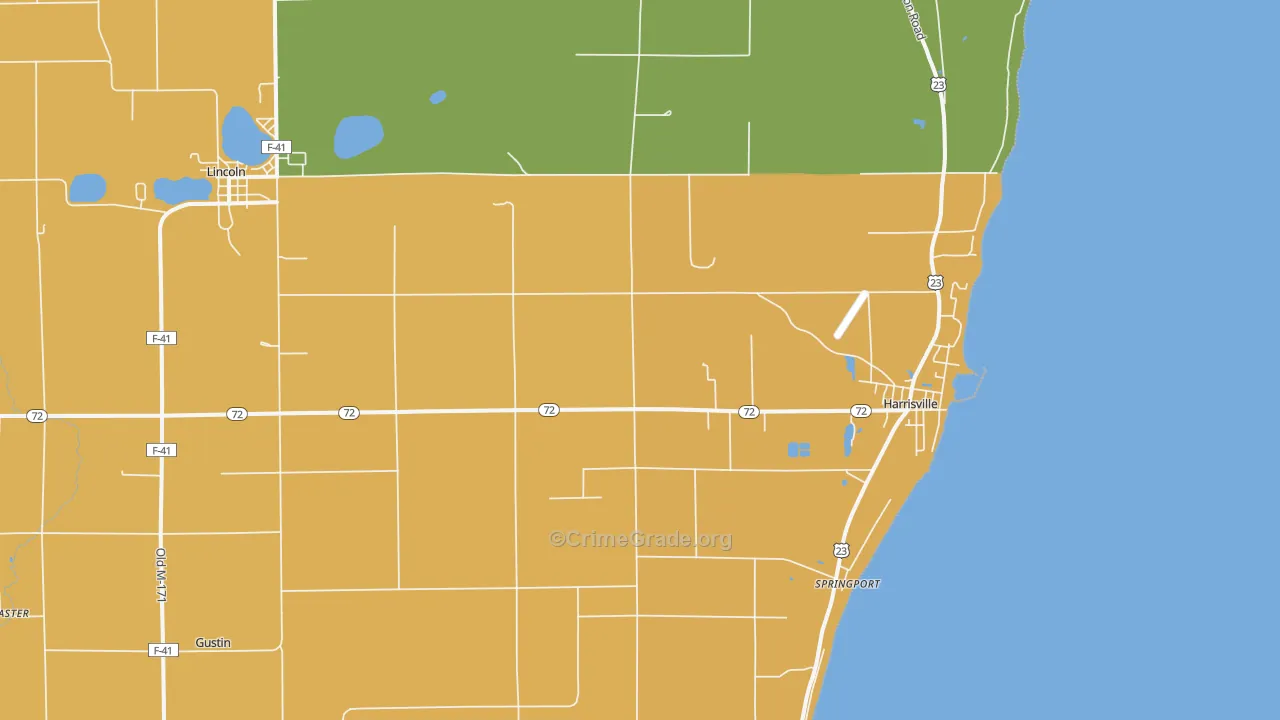 Harrisville, MI Map of Murder Rates
