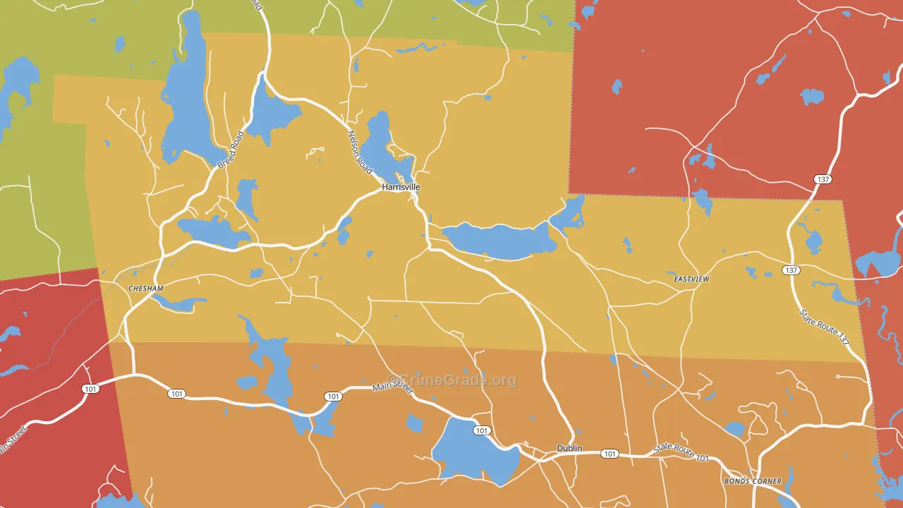 Harrisville, NH Map of Murder Rates