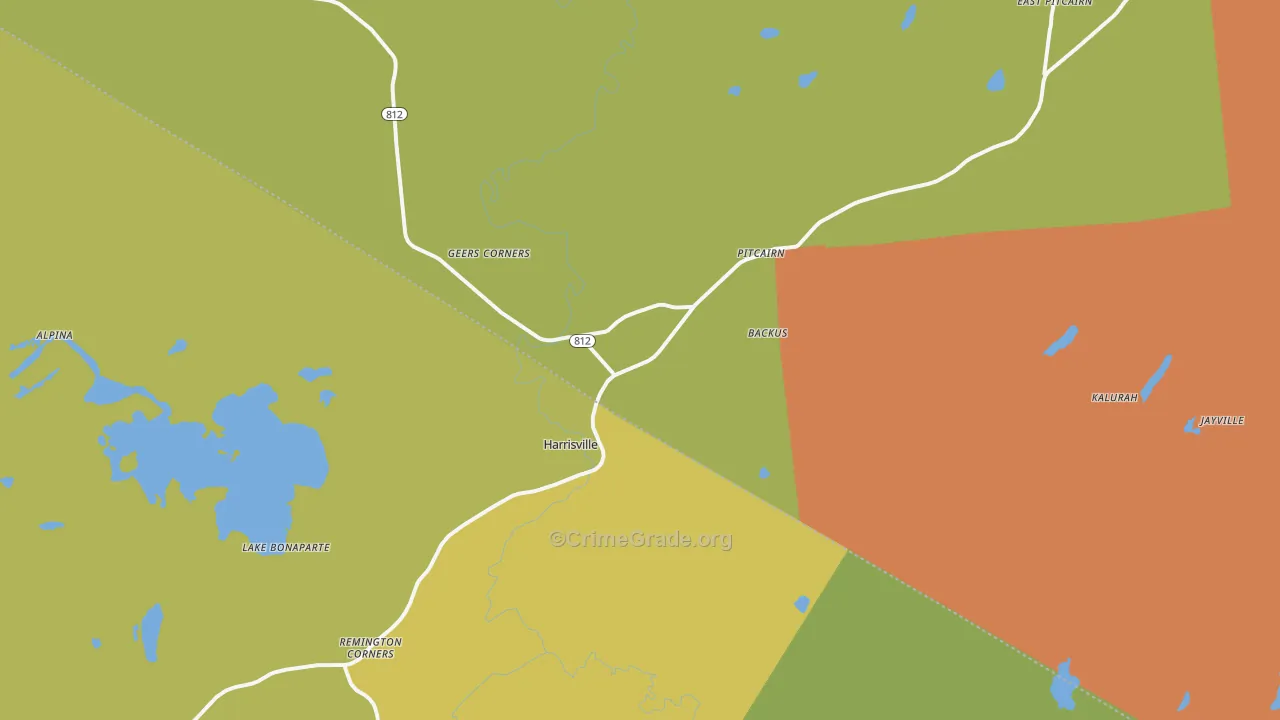 Harrisville, NY Map of Murder Rates