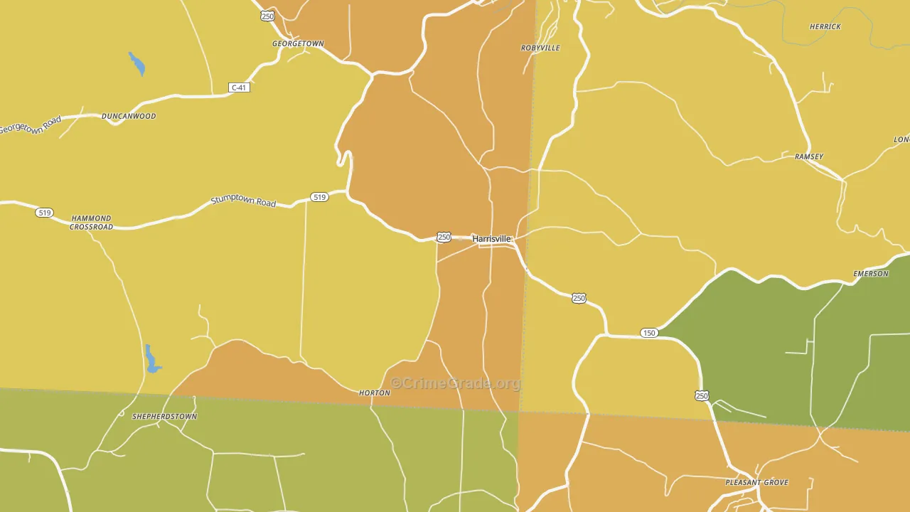 Harrisville, OH Map of Murder Rates