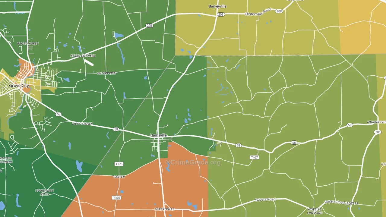 Harrisville, PA Map of Murder Rates