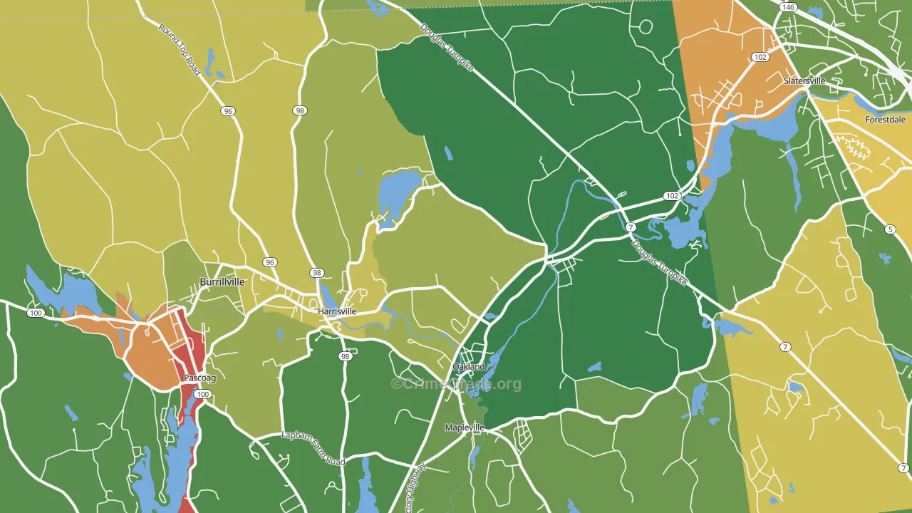 Harrisville, RI Map of Murder Rates