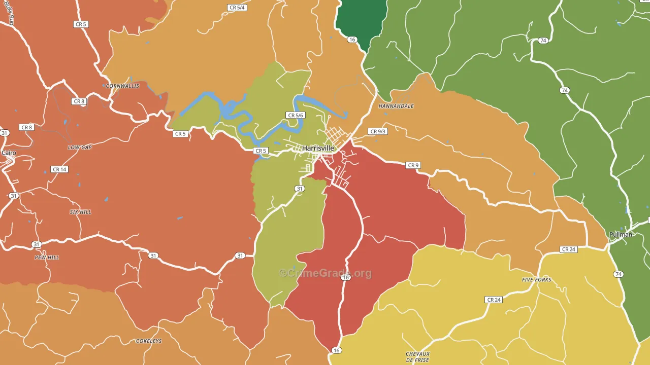 Harrisville, WV Map of Murder Rates