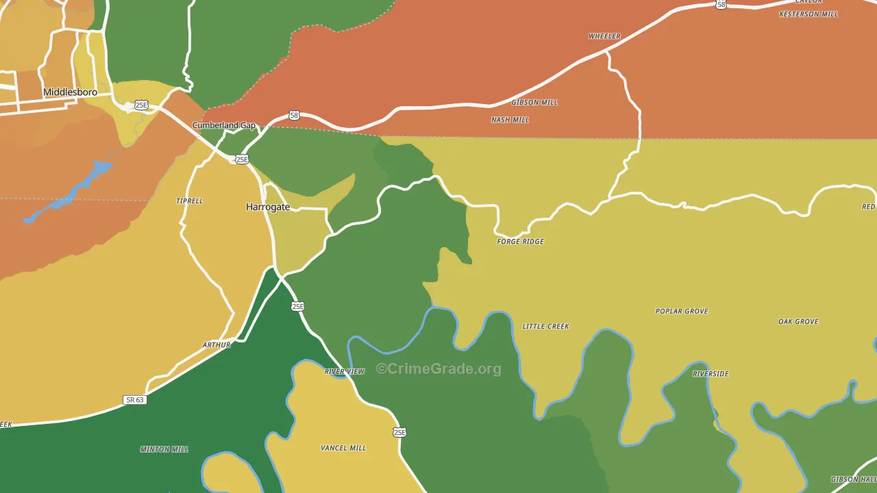 Harrogate, TN Map of Murder Rates