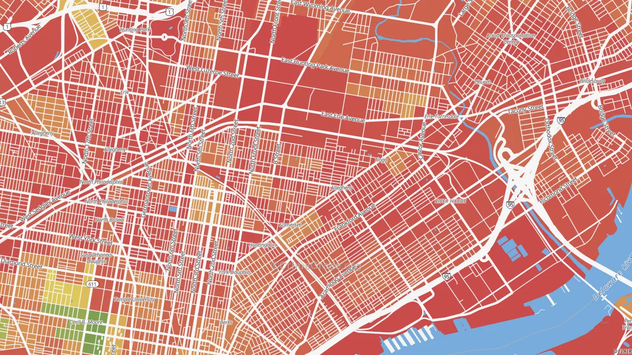 Harrowgate, Philadelphia, PA Map of Murder Rates