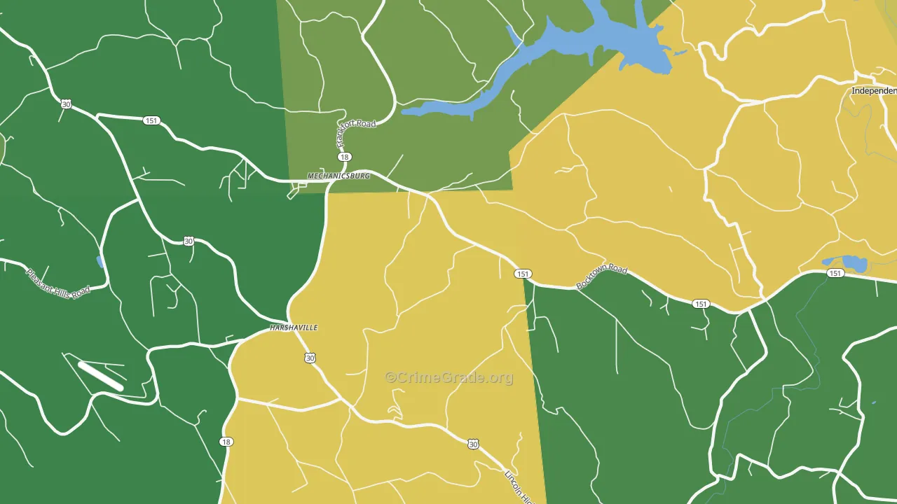 Harshaville, PA Map of Murder Rates
