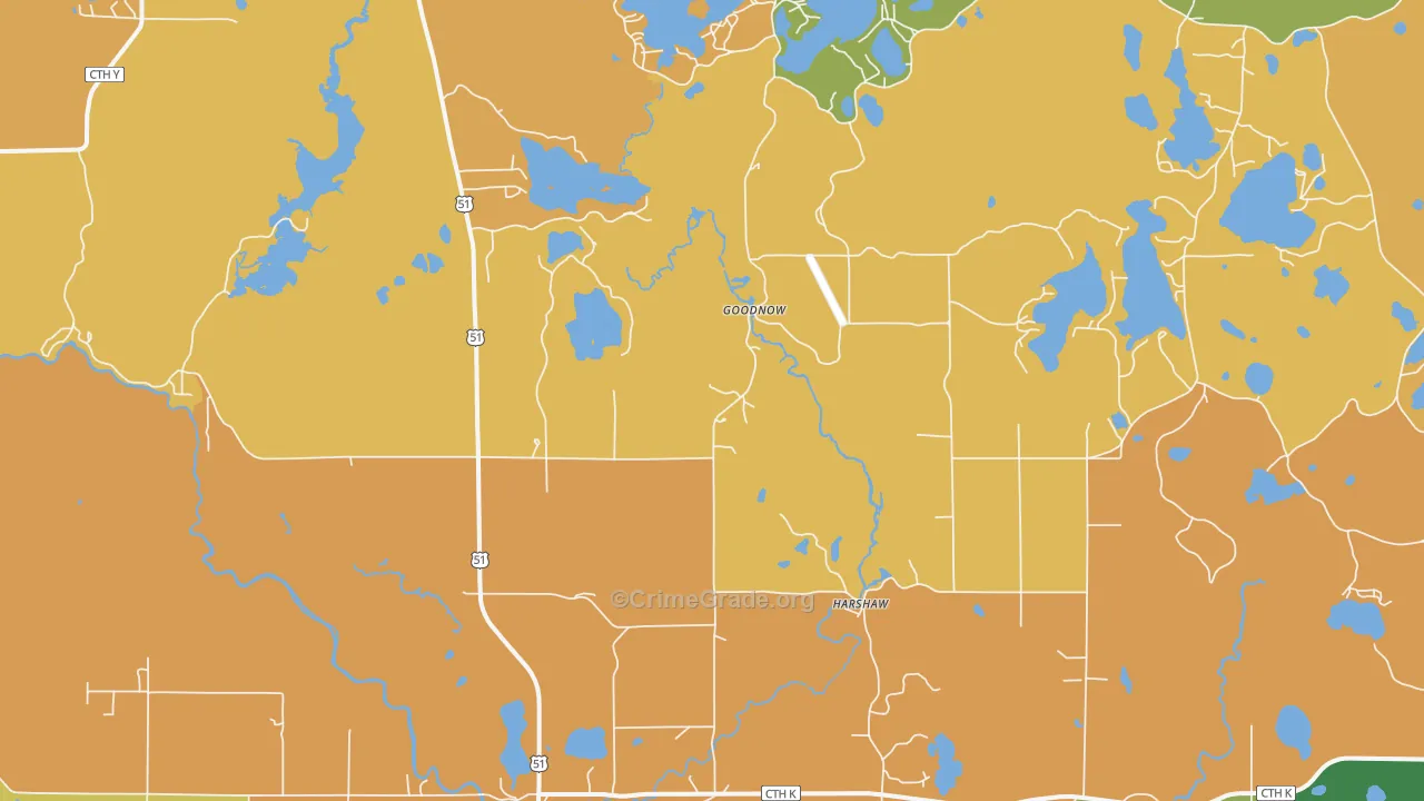 Harshaw, WI Map of Murder Rates