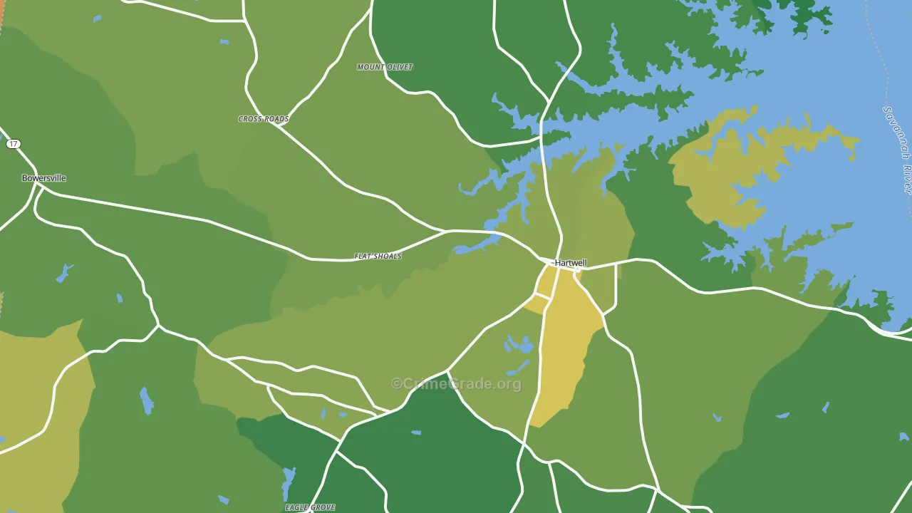 Hart County, GA Map of Murder Rates