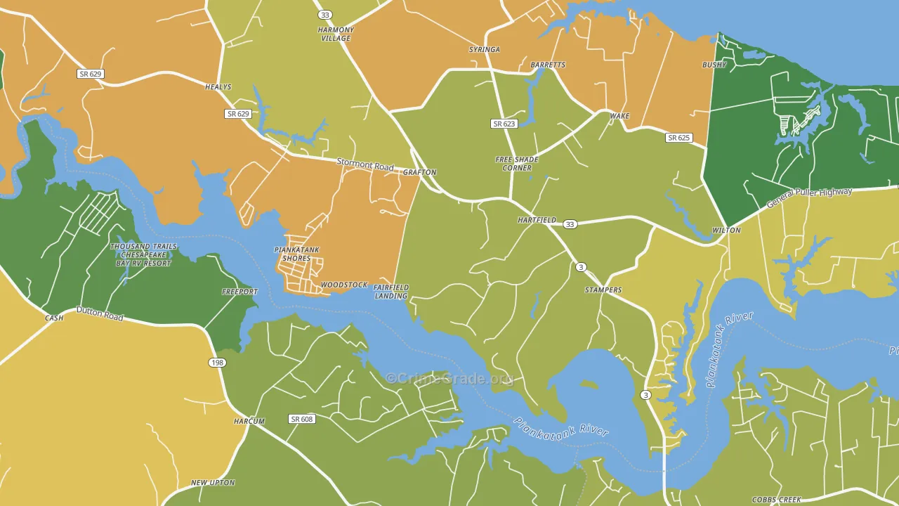 Hartfield, VA Map of Murder Rates
