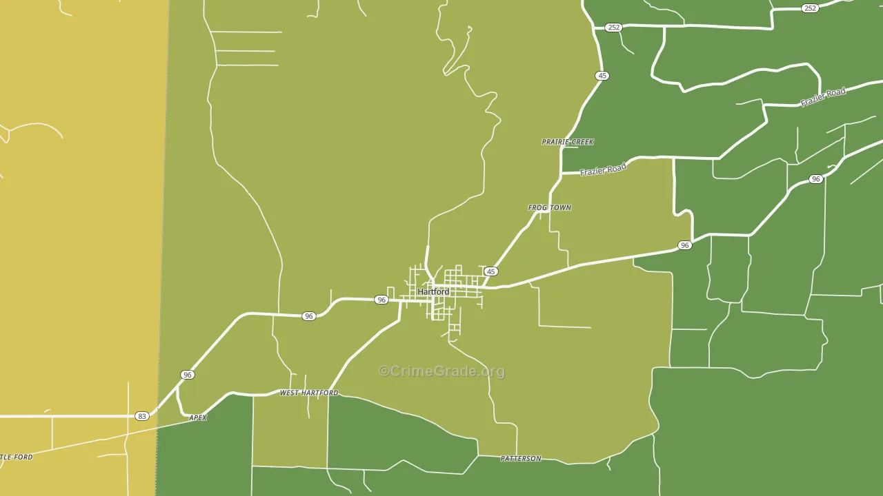 Hartford, AR Map of Murder Rates