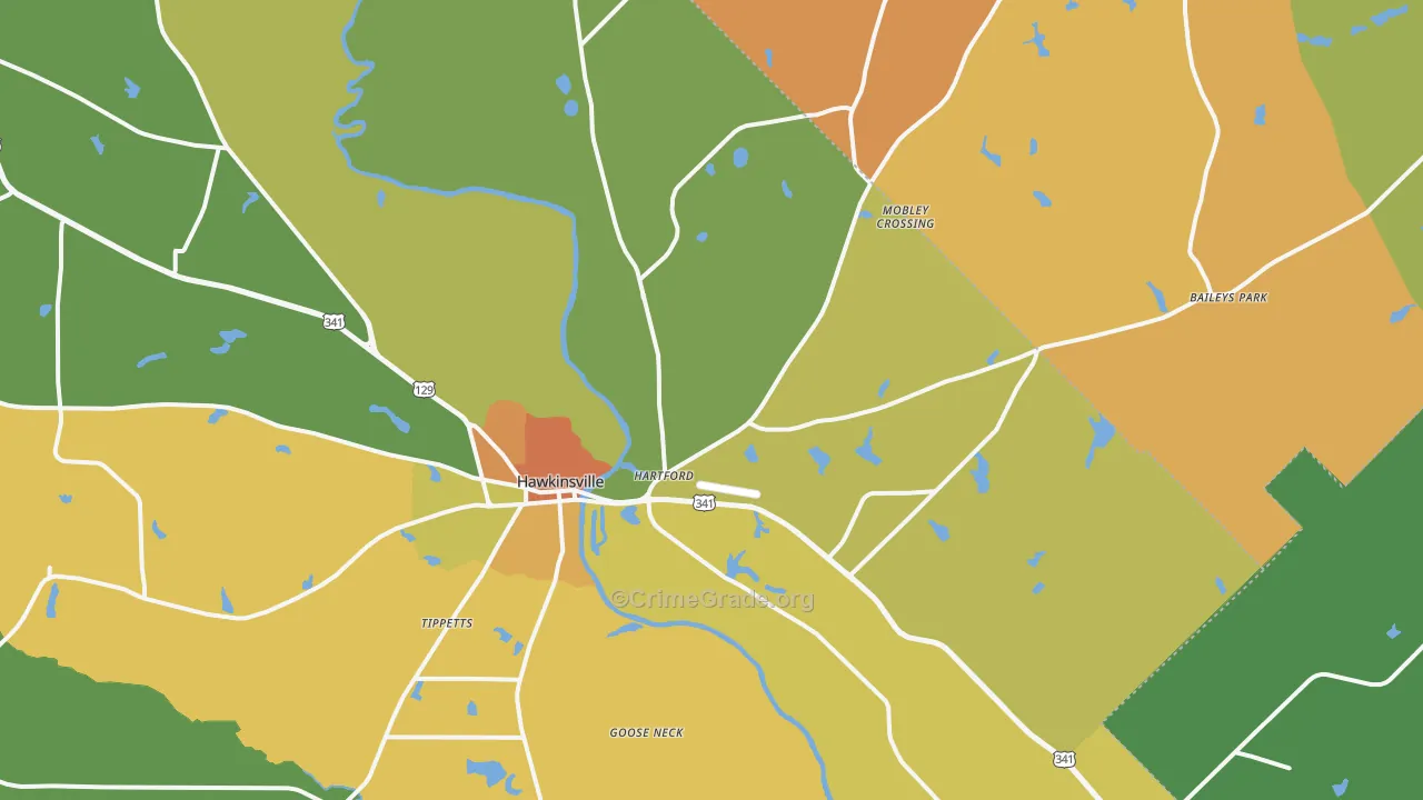 Hartford, GA Map of Murder Rates