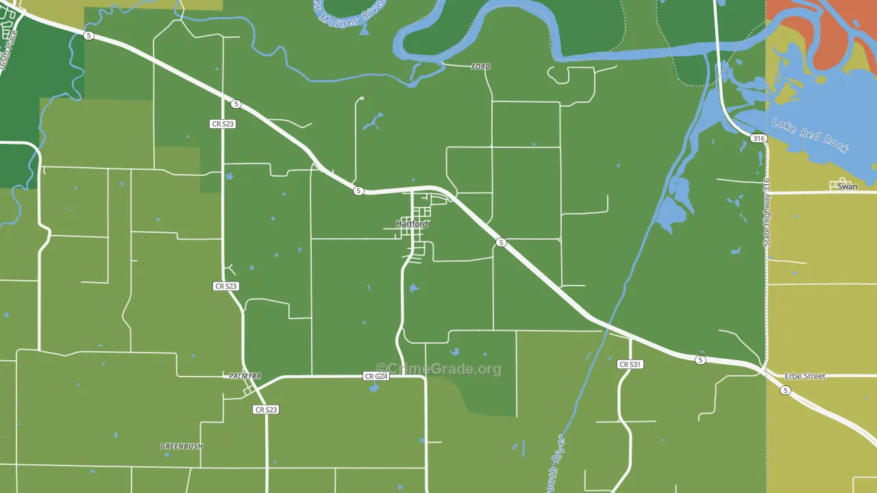 Hartford, IA Map of Murder Rates