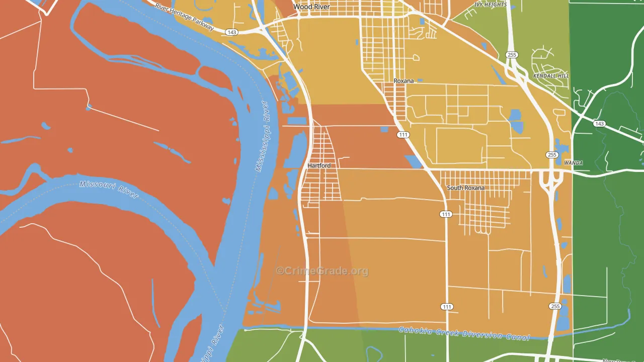 Hartford, IL Map of Murder Rates