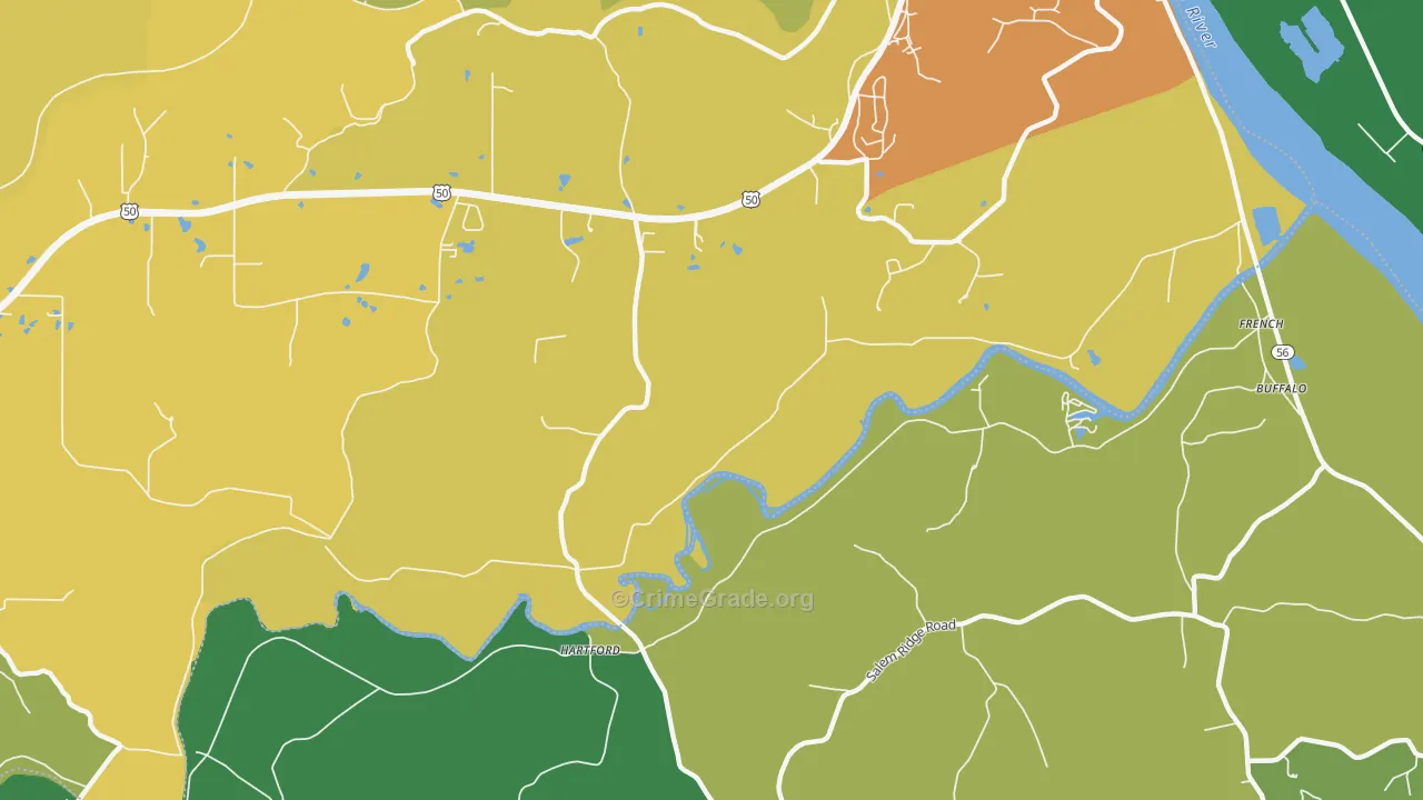 Hartford, IN Map of Murder Rates