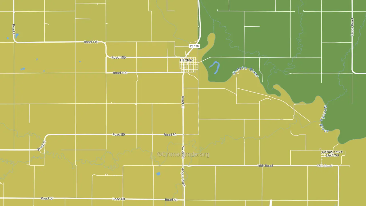 Hartford, KS Map of Murder Rates