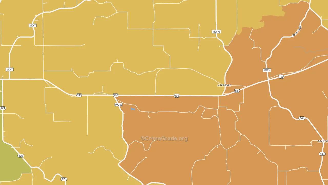 Hartford, MO Map of Murder Rates