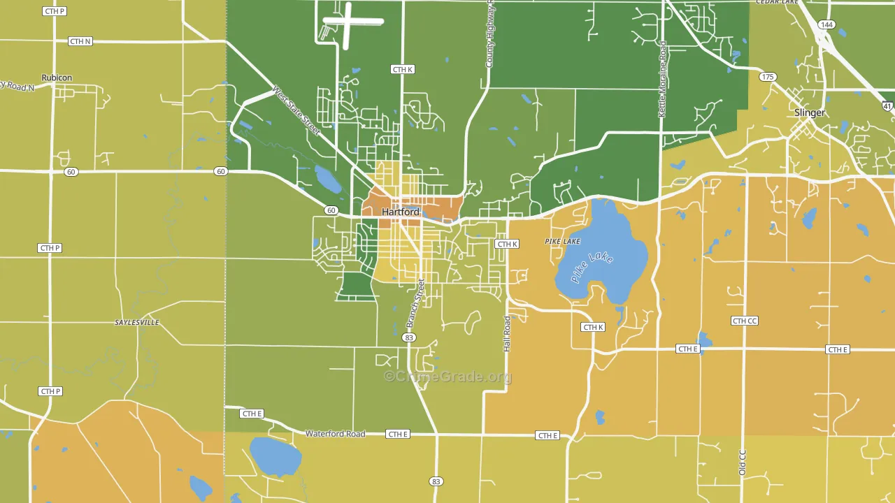 Hartford, WI Map of Murder Rates