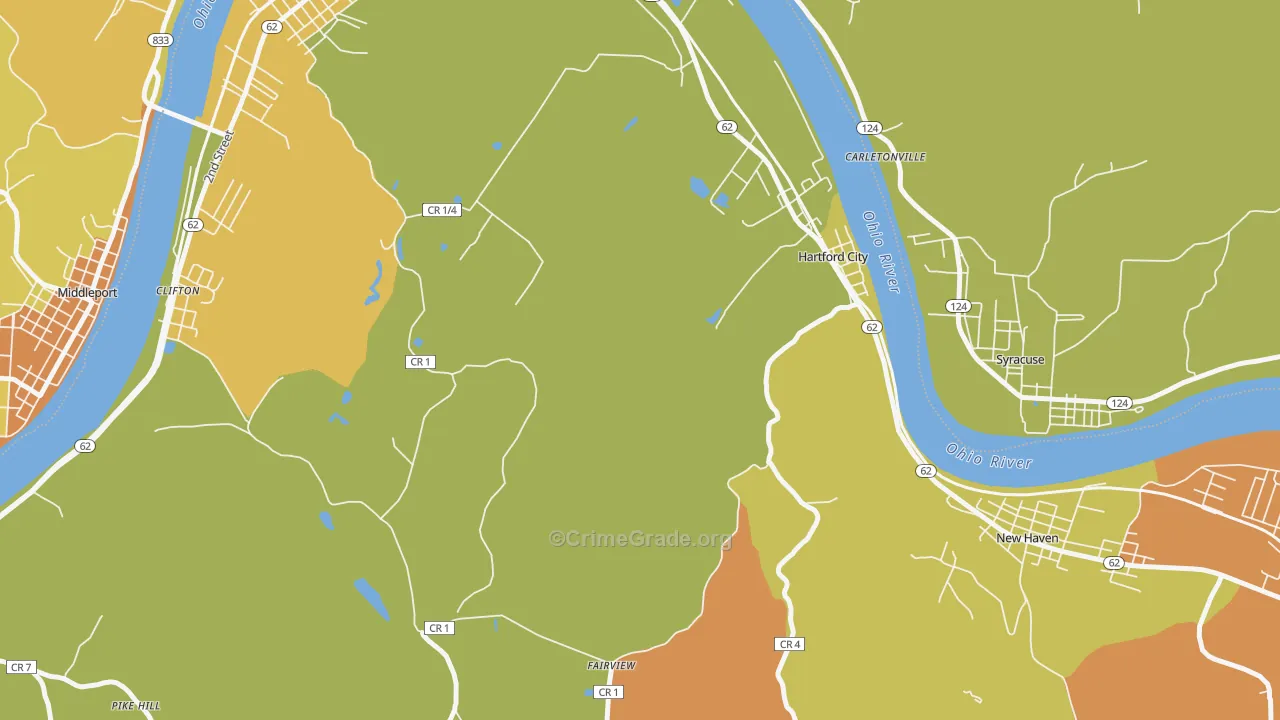 Hartford, WV Map of Murder Rates
